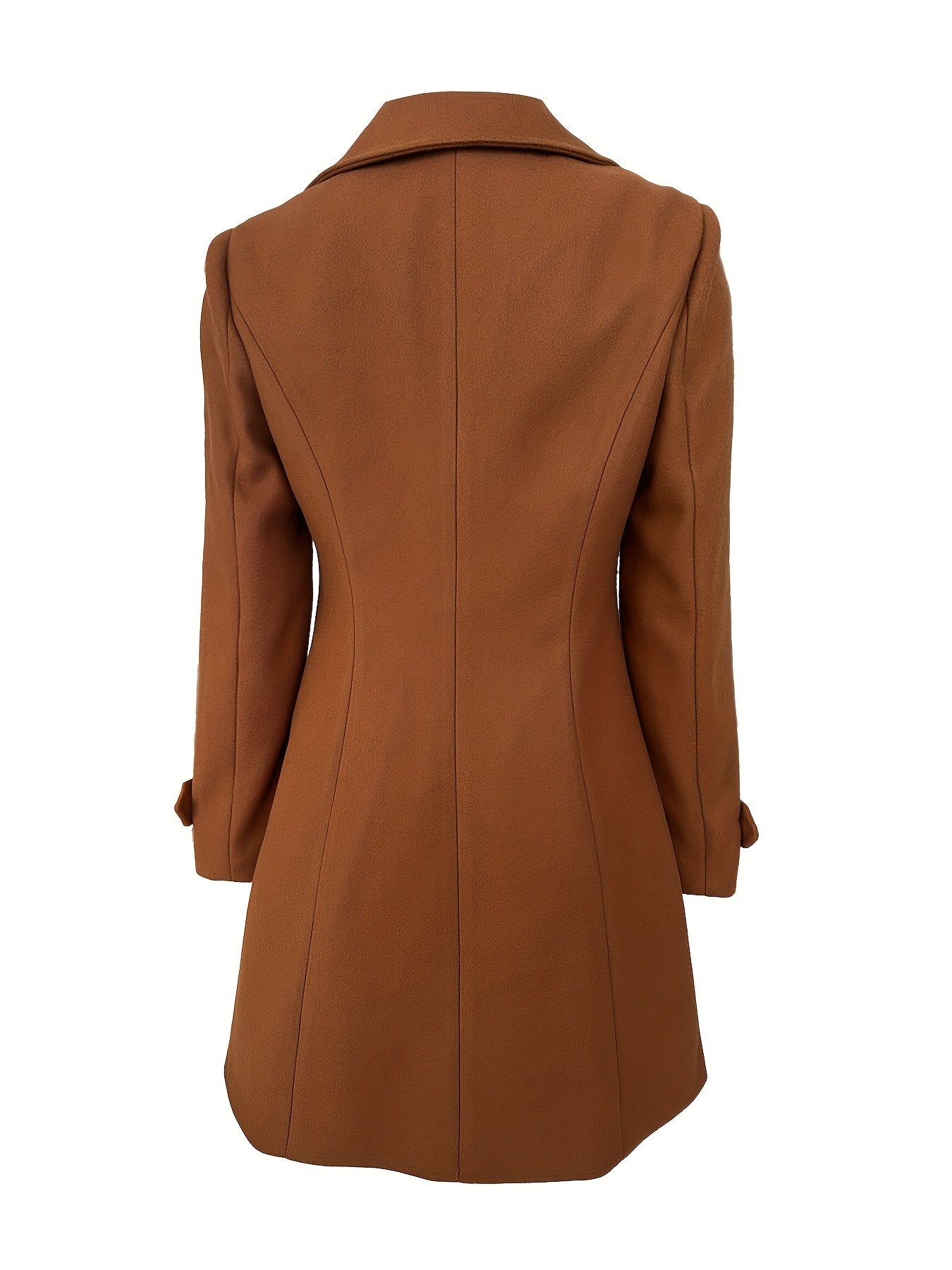 Women's Elegant Solid Color Double-Breasted Overcoat Polyester, Machine Washable, Non-Stretch Fabric - Perfect for Fall/Winter