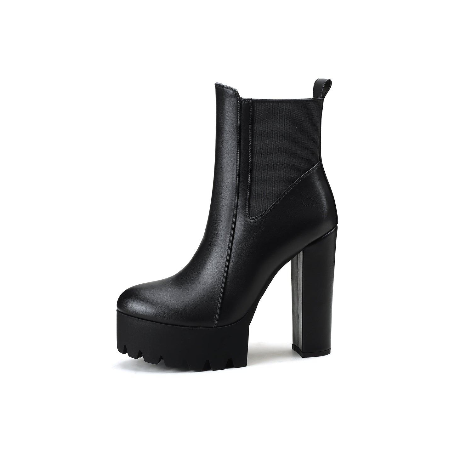 Women's Black, Round Toe, Slip-On, Faux Cover Boots
