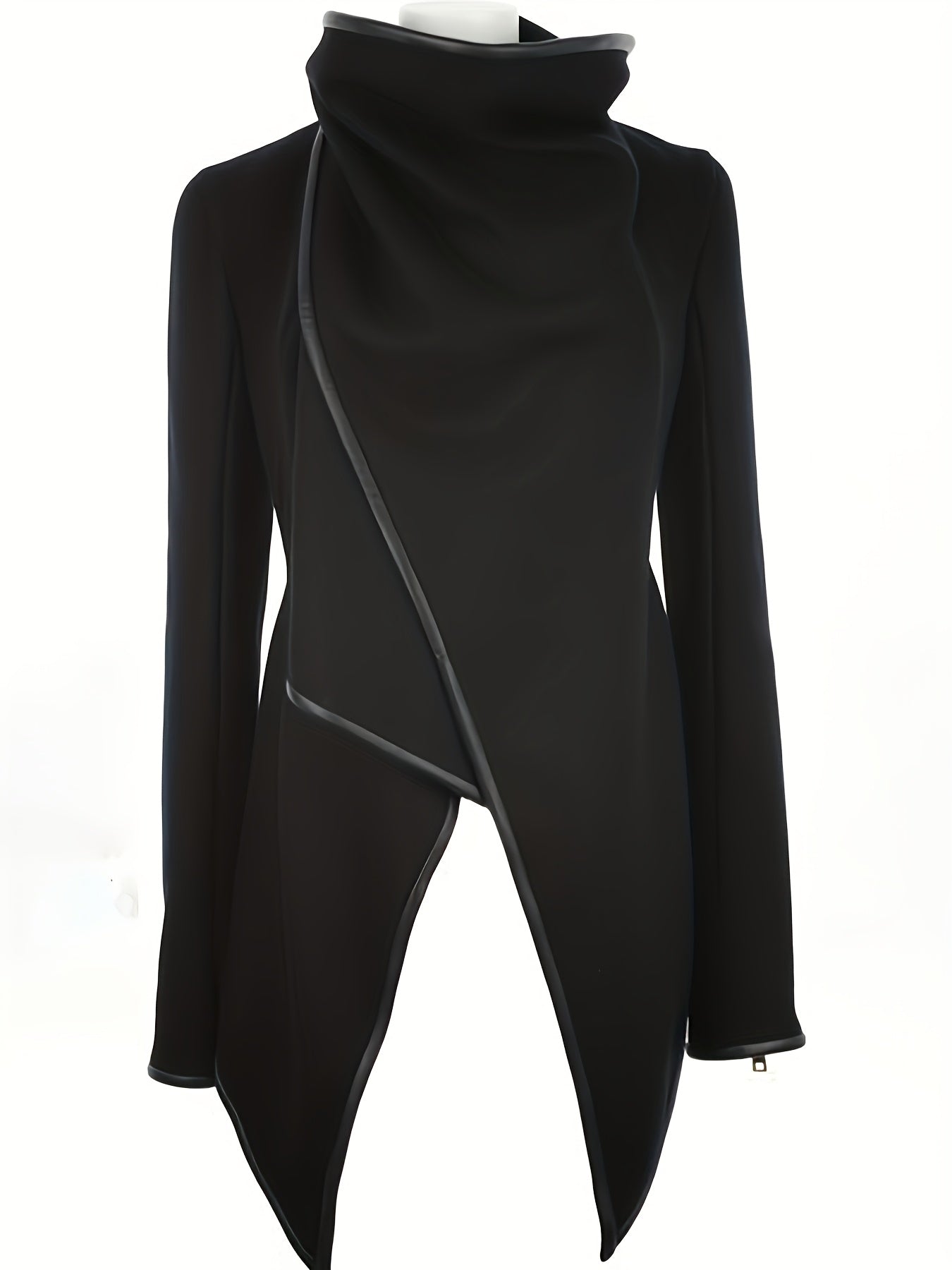 Women's Fashion Asymmetric Solid Color Split-Joint High-Neck Jacket