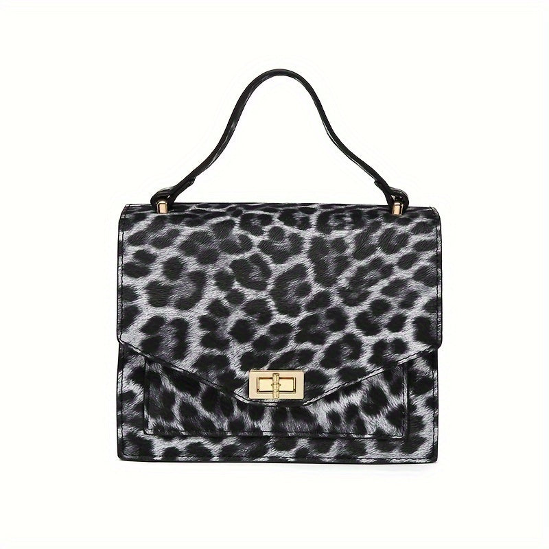 Leopard Print Handbag, Vintage Square Clutch Purse
