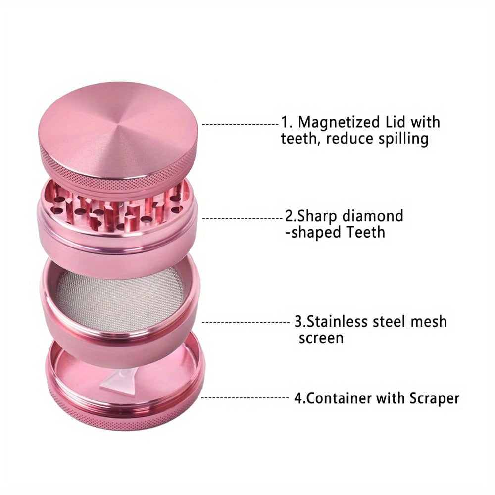 2 Pieces LOVE Heart Herb Grinder Roling Tray Combo Girly PINK Tobacco Kits