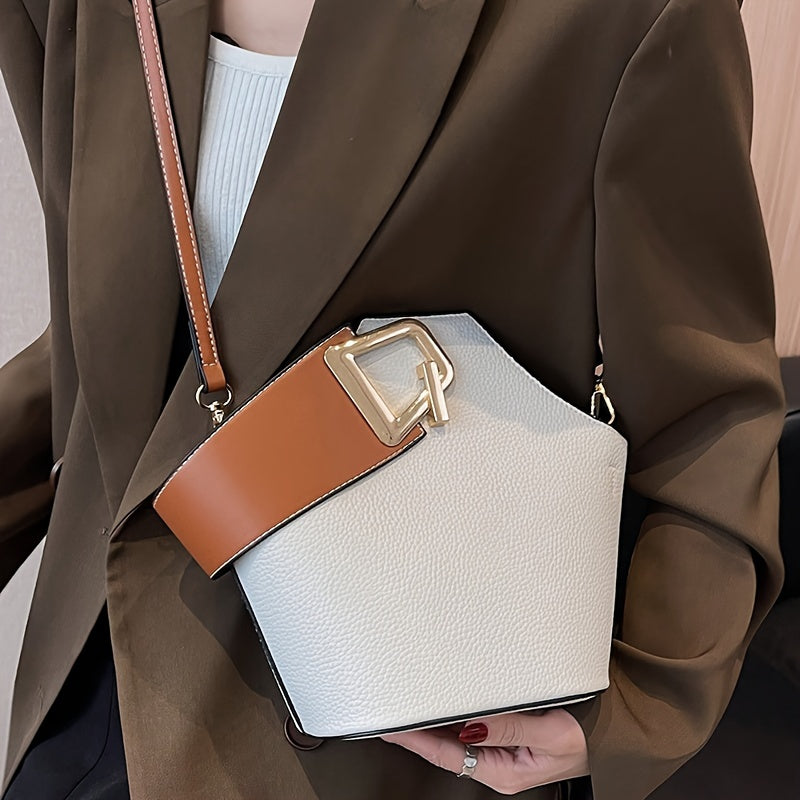 Elegant Women's Fashion Shoulder Bag with Adjustable Strap, Zipper Closure, And Exquisite Lock