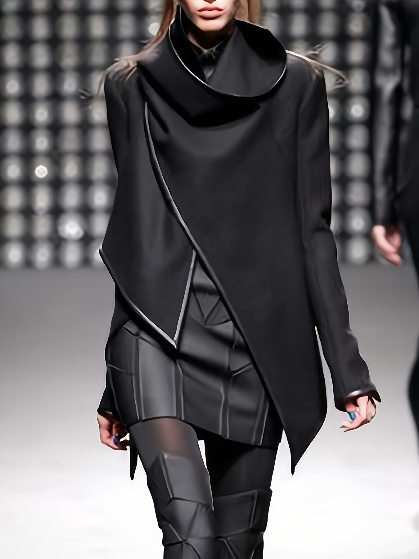 Women's Fashion Asymmetric Solid Color Split-Joint High-Neck Jacket
