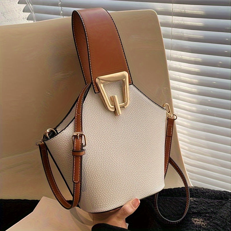 Elegant Women's Fashion Shoulder Bag with Adjustable Strap, Zipper Closure, And Exquisite Lock
