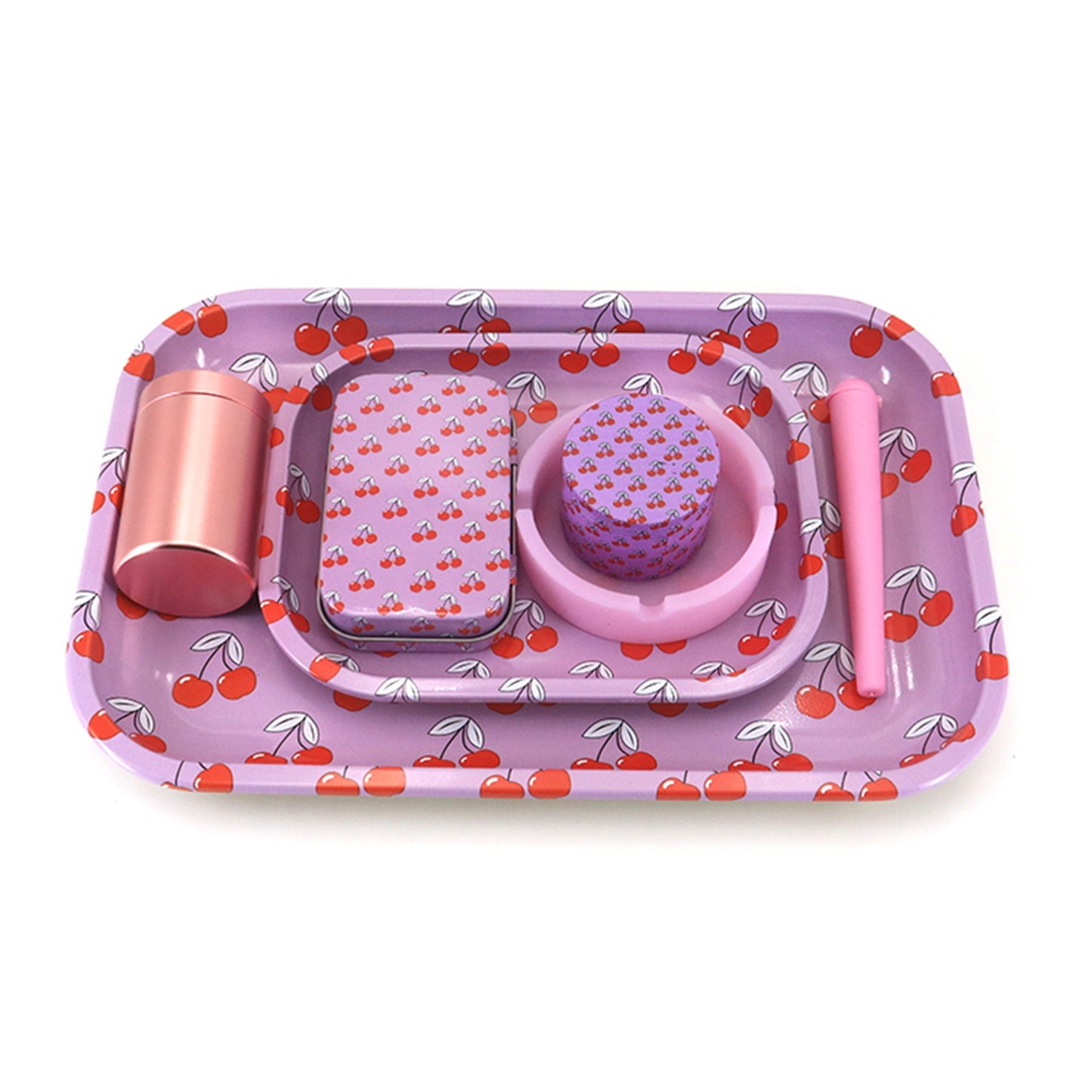 Metal Rolling Tray Set, Including Size Tray, Storage Jar, Ashtray