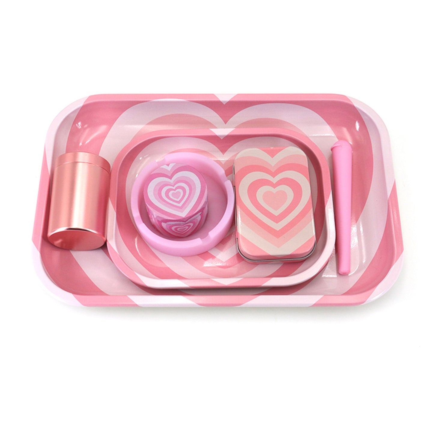 Metal Rolling Tray Set, Including Size Tray, Storage Jar, Ashtray