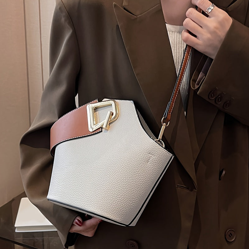 Elegant Women's Fashion Shoulder Bag with Adjustable Strap, Zipper Closure, And Exquisite Lock
