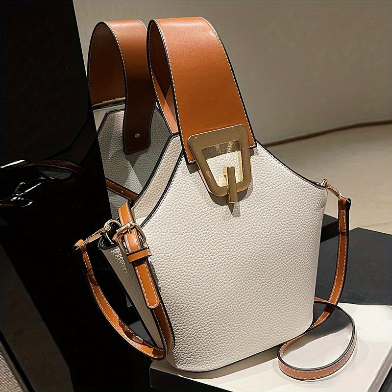 Elegant Women's Fashion Shoulder Bag with Adjustable Strap, Zipper Closure, And Exquisite Lock