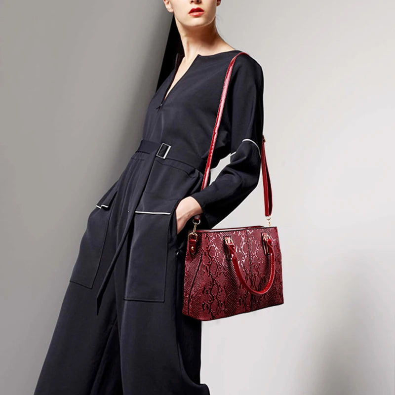 Luxury New Large Capacity Women Bag PU Leather Ladies Handbags and Purse Fashion Shiny Girls Shoulder Messenger Bag Female Tote