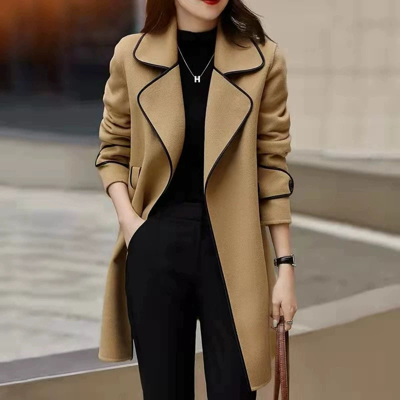 Classic Style Wool Mid-Length Cashmere Suit Jacket