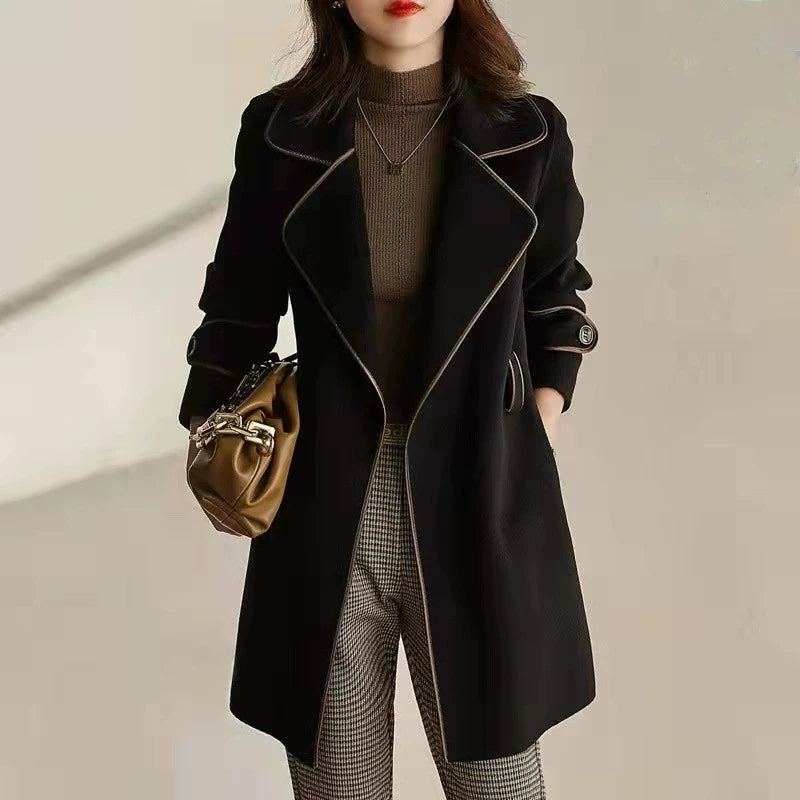 Classic Style Wool Mid-Length Cashmere Suit Jacket