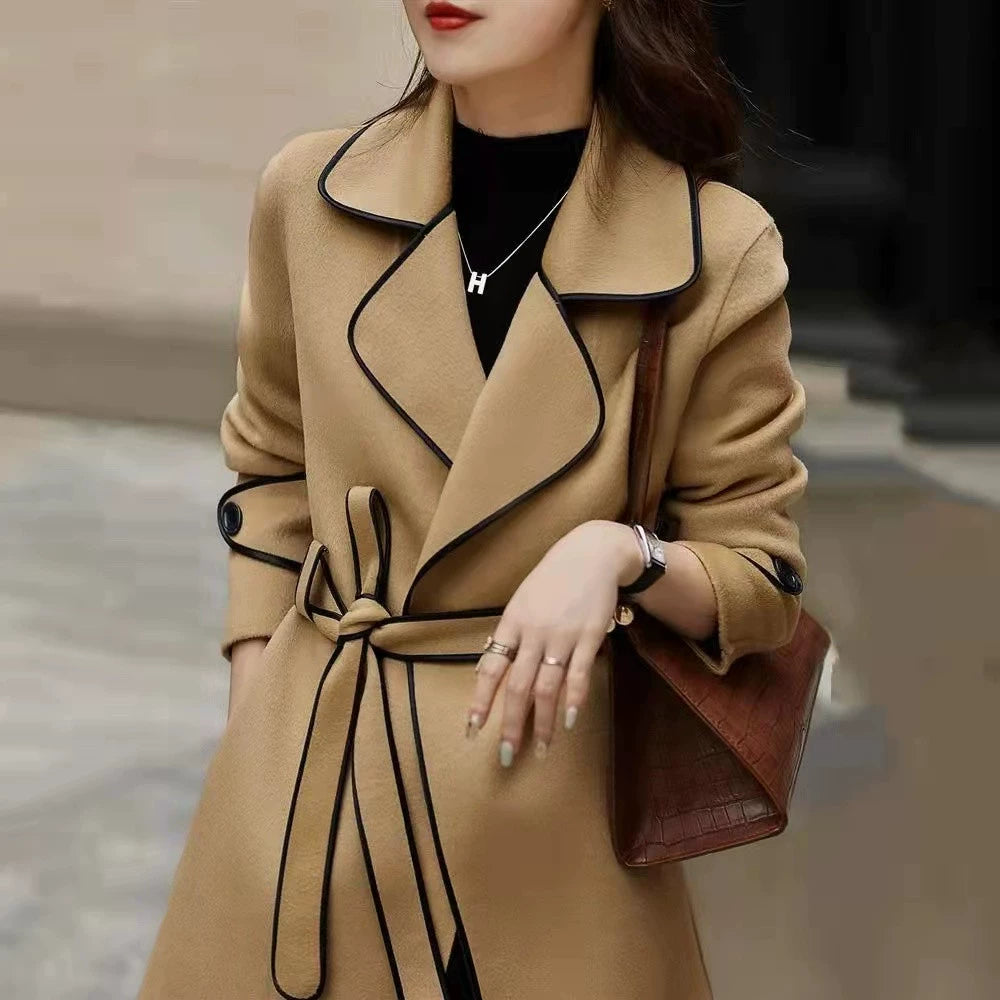 Classic Style Wool Mid-Length Cashmere Suit Jacket