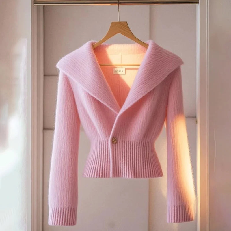 Fashion Knitted Sweater Cardigan Women Slim Long-sleeved Waist Soft Sweater Knitted Sweater Jacket Ladies Tops