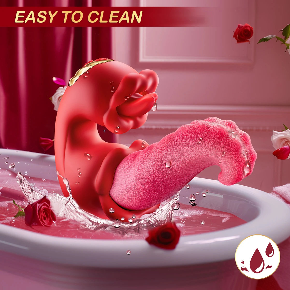 Rose-Tongue Vibrator Thrusting Dildo Sex Toy for Women Licking Clitoral Sucking Clit Stimulator Pleasure Tool