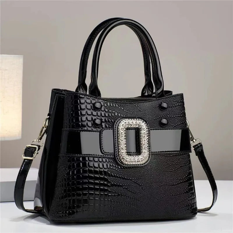 Bright Leather Women's Handbag Large Capacity Luxury Women's Crossbody Bag