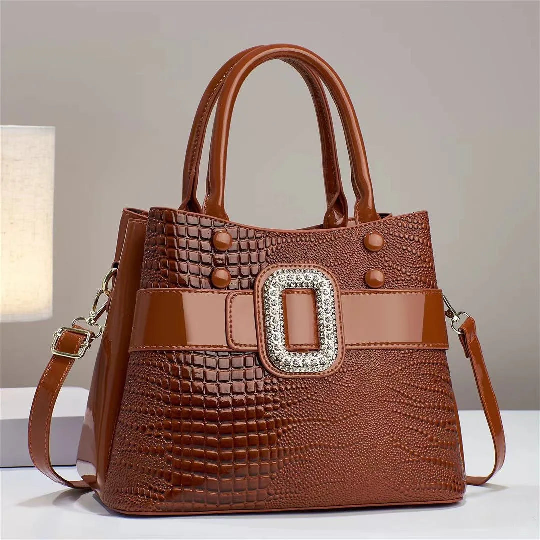 Bright Leather Women's Handbag Large Capacity Luxury Women's Crossbody Bag