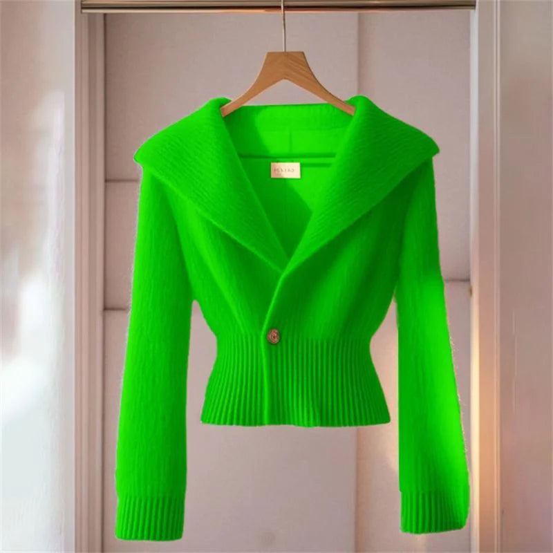 Fashion Knitted Sweater Cardigan Women Slim Long-sleeved Waist Soft Sweater Knitted Sweater Jacket Ladies Tops