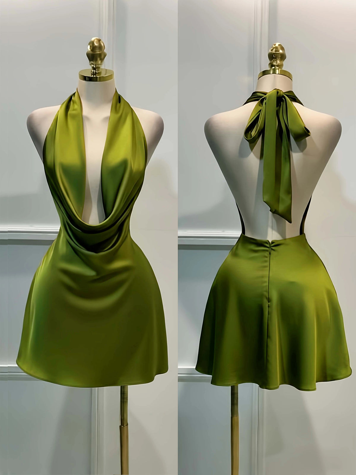 Women Elegant Solid Satin Dress