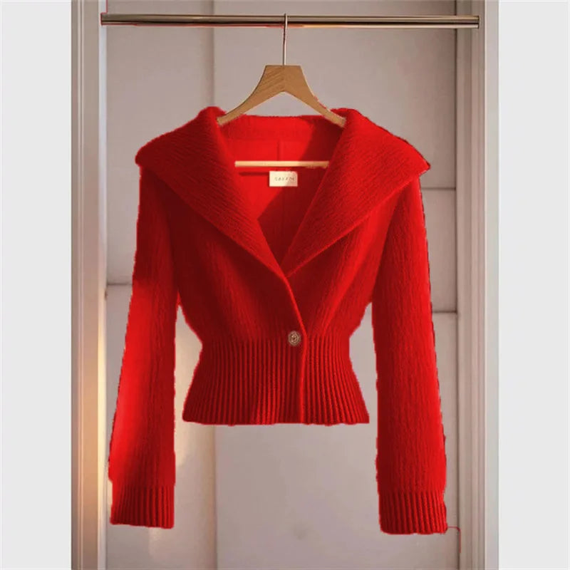 Fashion Knitted Sweater Cardigan Women Slim Long-sleeved Waist Soft Sweater Knitted Sweater Jacket Ladies Tops