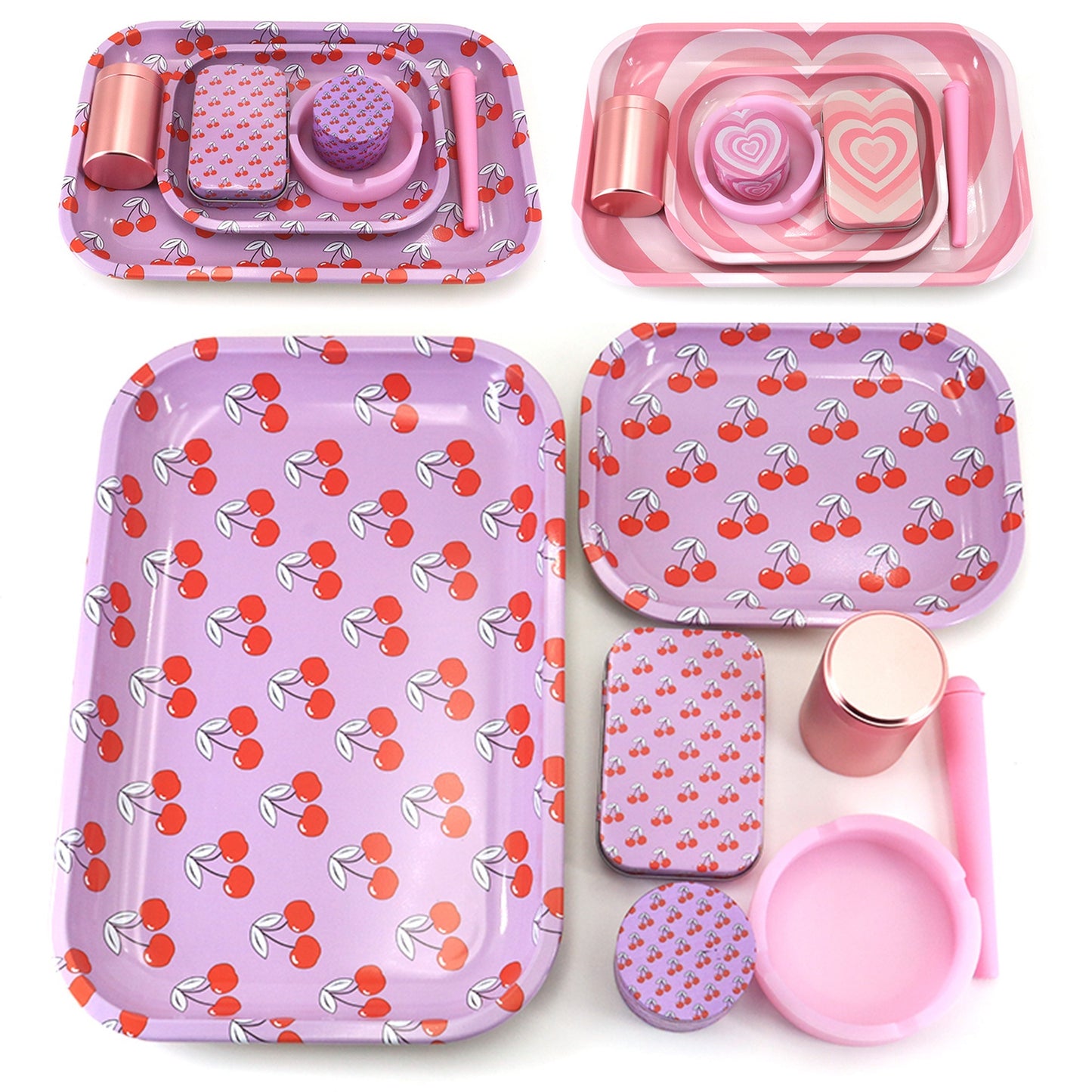 Metal Rolling Tray Set, Including Size Tray, Storage Jar, Ashtray