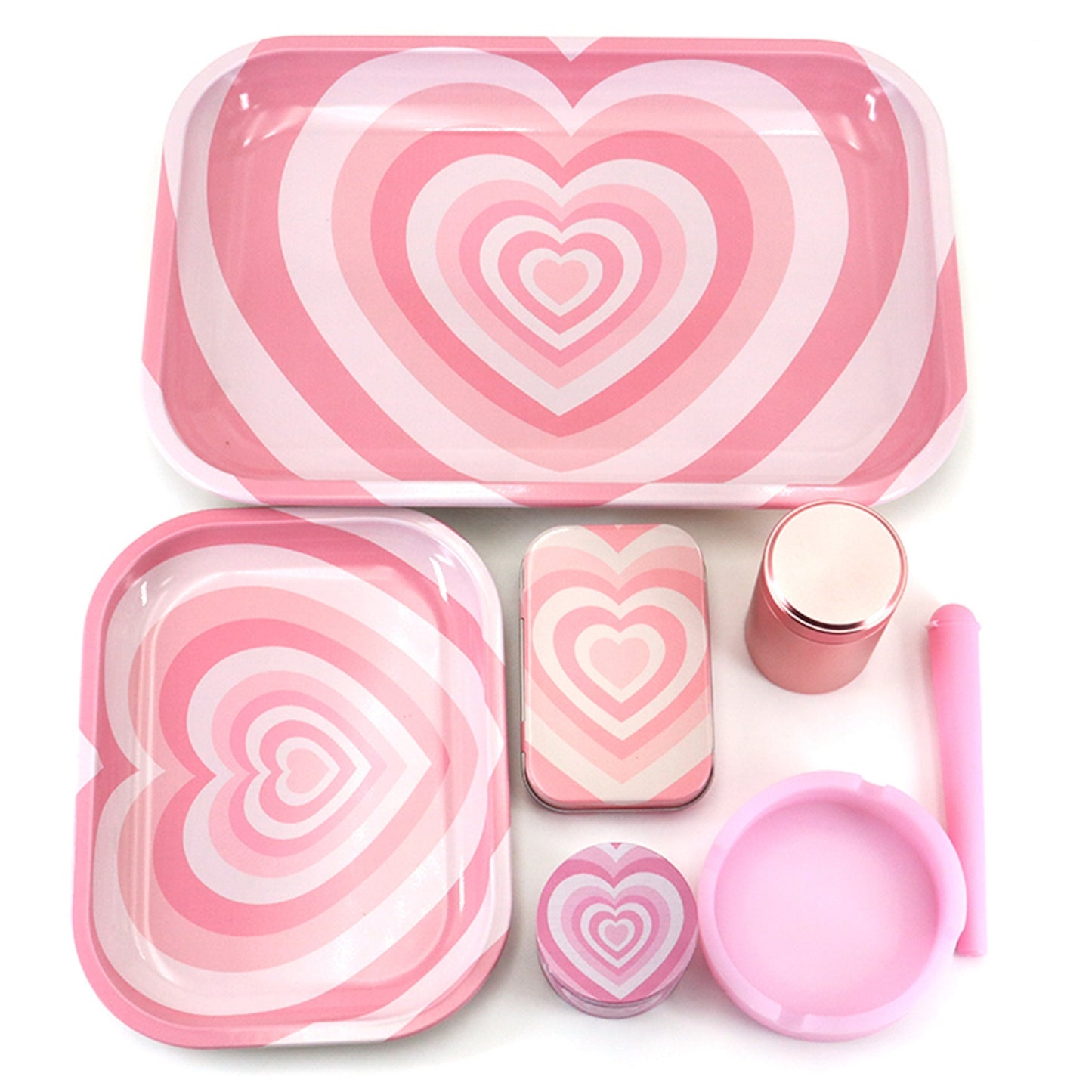 Metal Rolling Tray Set, Including Size Tray, Storage Jar, Ashtray