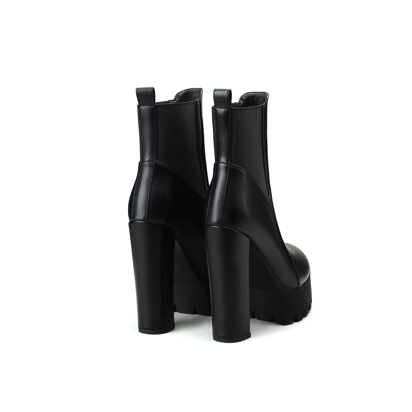 Women's Black, Round Toe, Slip-On, Faux Cover Boots