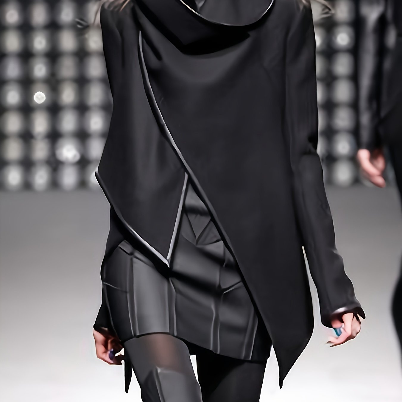 Women's Fashion Asymmetric Solid Color Split-Joint High-Neck Jacket