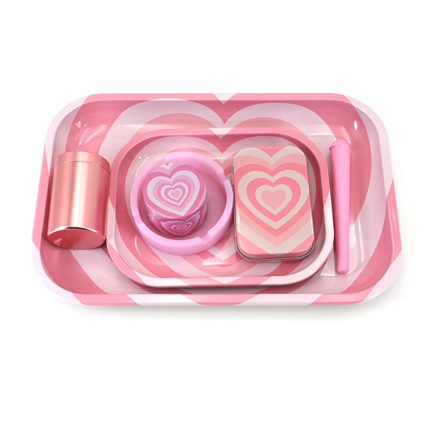 Metal Rolling Tray Set, Including Size Tray, Storage Jar, Ashtray