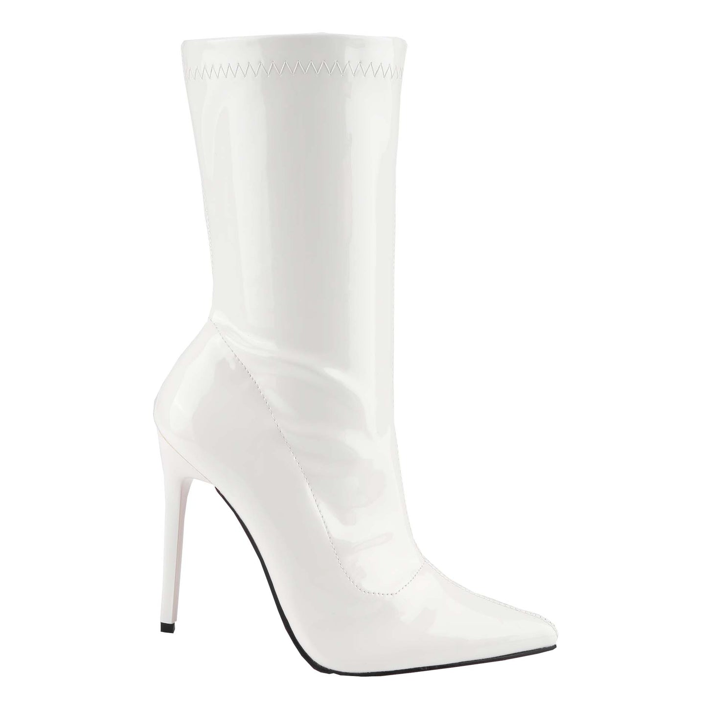 Women's Patent Leather PU Mid-Calf Boots Pointy Toe Side Zipper Fashion Comfy Sexy Kitten Heel Boots