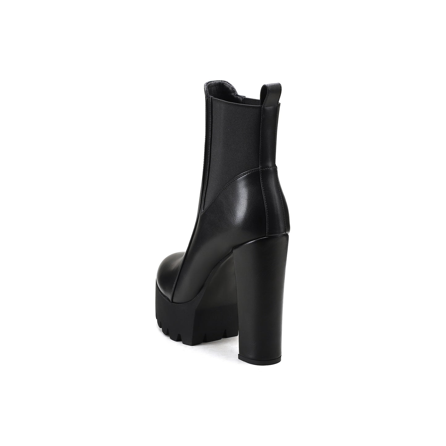 Women's Black, Round Toe, Slip-On, Faux Cover Boots