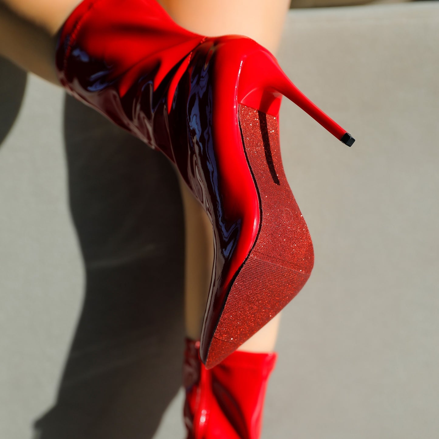 Women's Patent Leather PU Mid-Calf Boots Pointy Toe Side Zipper Fashion Comfy Sexy Kitten Heel Boots