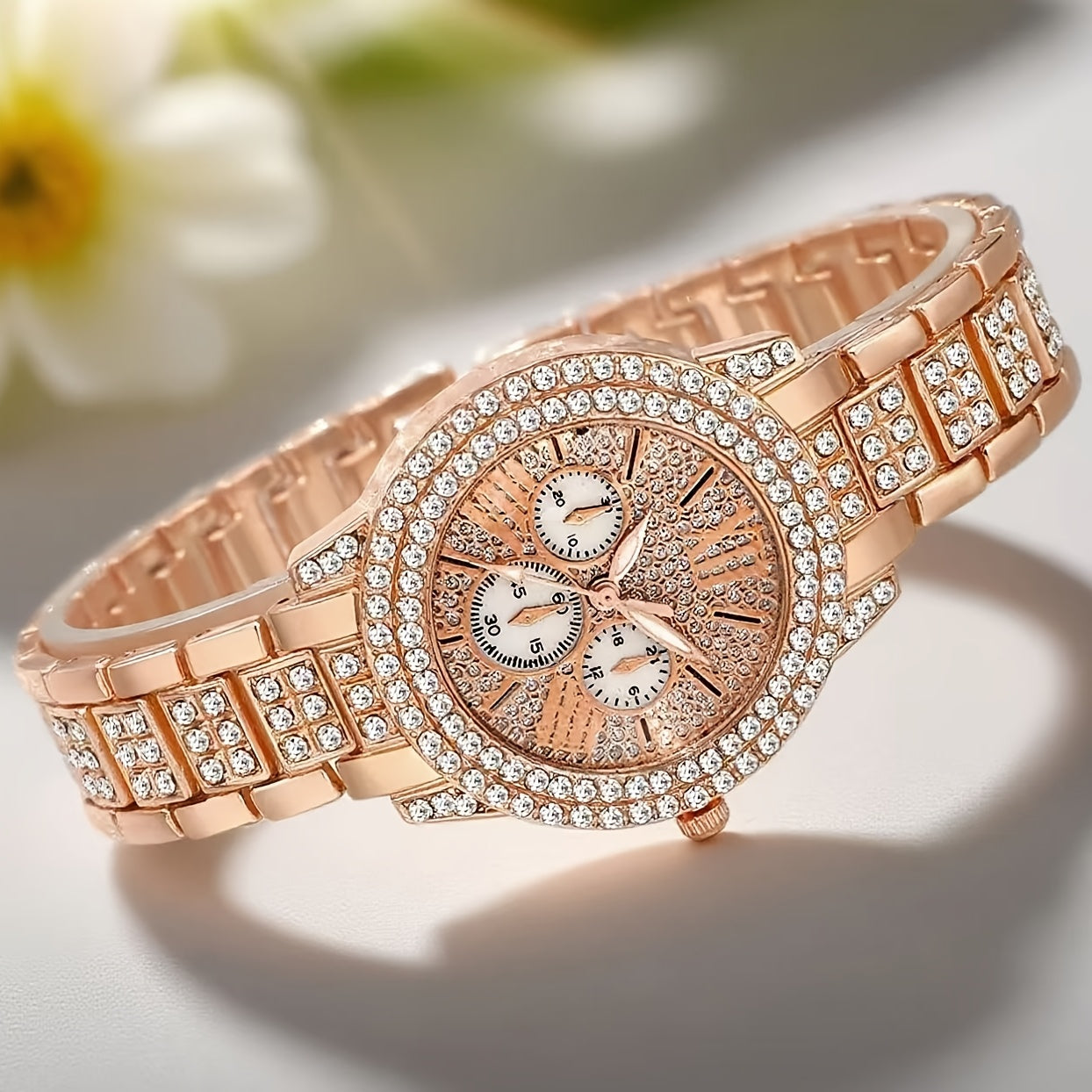 Women's Quartz - Elegant Round Face with Golden-Tone Dial, Hands & Roman Numerals, Golden-Tone & Band