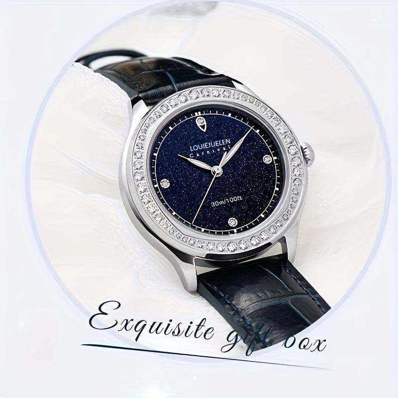 Starry Sky Dial PU Leather Strap Quartz Women's Watch