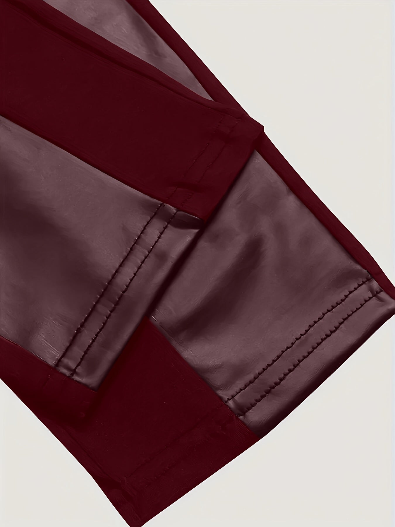 Women's Solid Zipper Design Pants, Casual Contrast Faux Leather Skinny Pants
