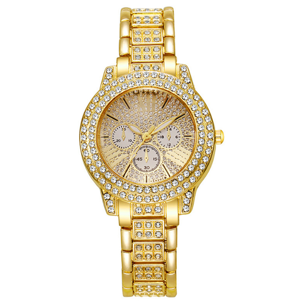 Women's Quartz - Elegant Round Face with Golden-Tone Dial, Hands & Roman Numerals, Golden-Tone & Band
