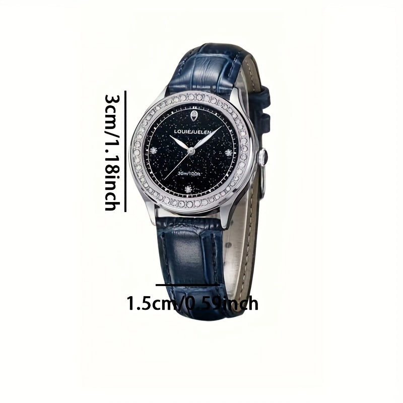 Starry Sky Dial PU Leather Strap Quartz Women's Watch