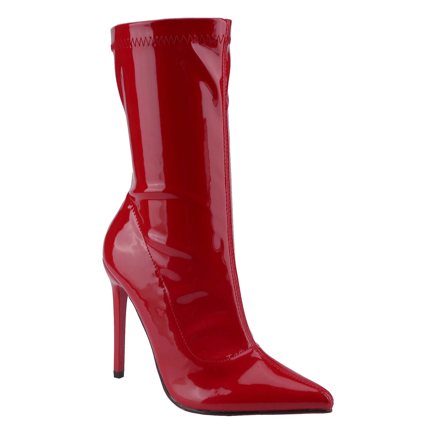 Women's Patent Leather PU Mid-Calf Boots Pointy Toe Side Zipper Fashion Comfy Sexy Kitten Heel Boots