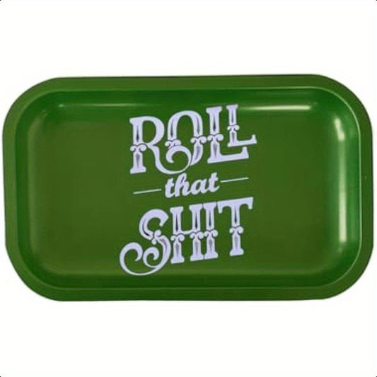 Small Mini Rolling Tray Metal Decorative Tray Green with Round Edges 7"x4.9"