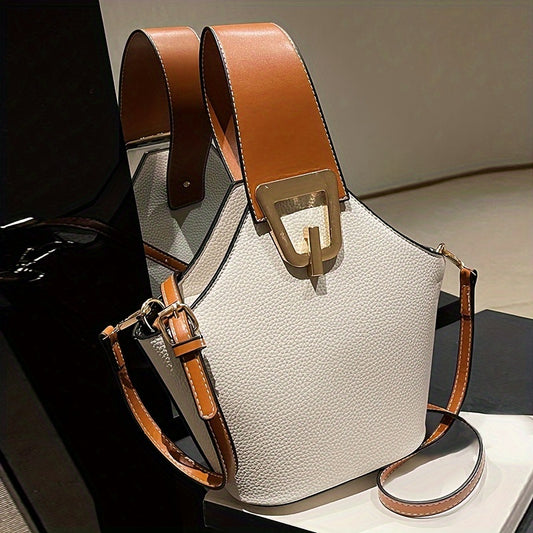 Elegant Women's Fashion Shoulder Bag with Adjustable Strap, Zipper Closure, And Exquisite Lock