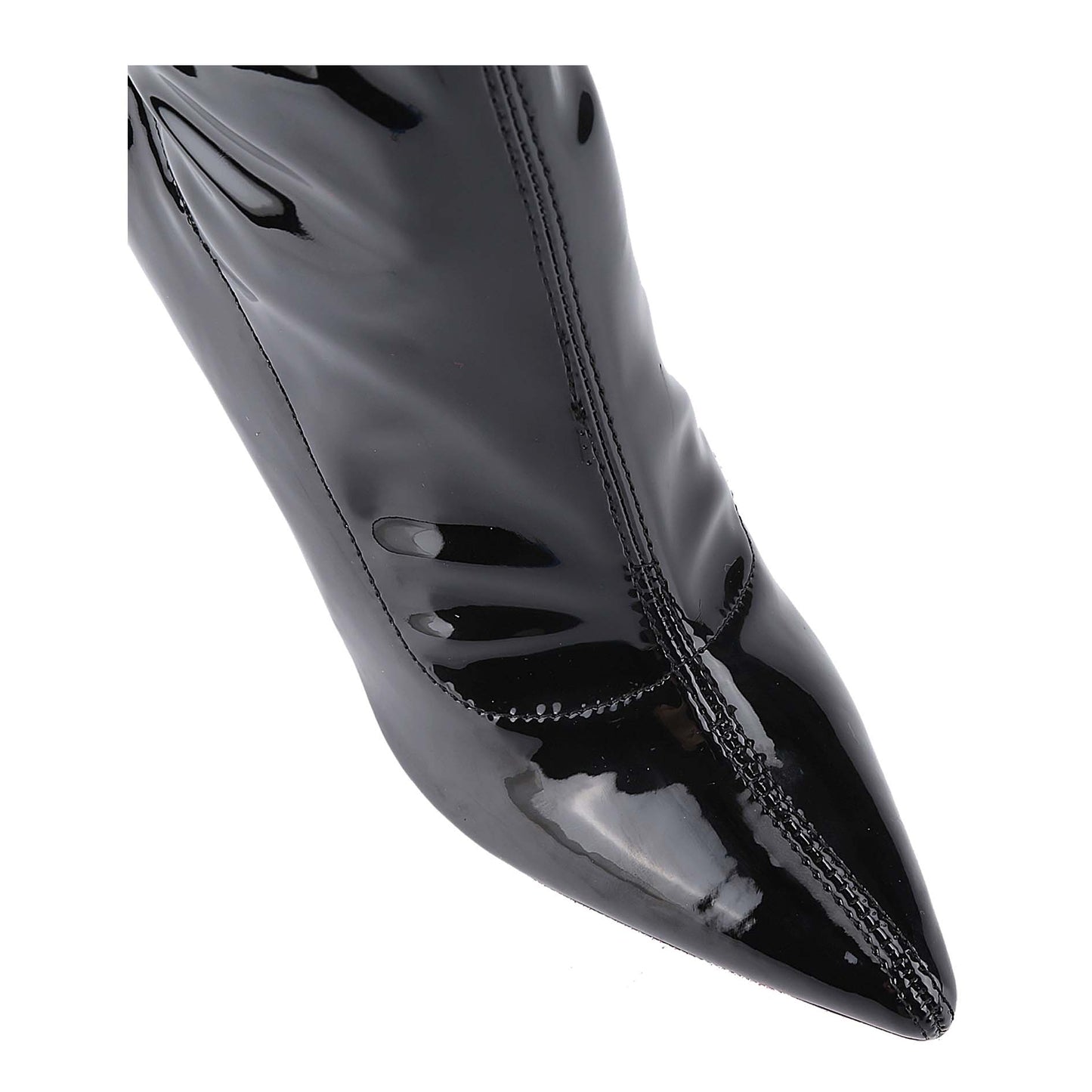 Women's Patent Leather PU Mid-Calf Boots Pointy Toe Side Zipper Fashion Comfy Sexy Kitten Heel Boots