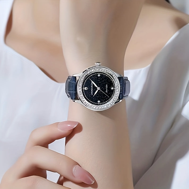 Starry Sky Dial PU Leather Strap Quartz Women's Watch