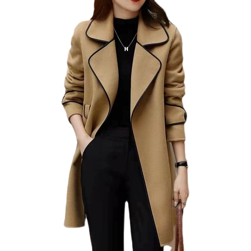 Classic Style Wool Mid-Length Cashmere Suit Jacket