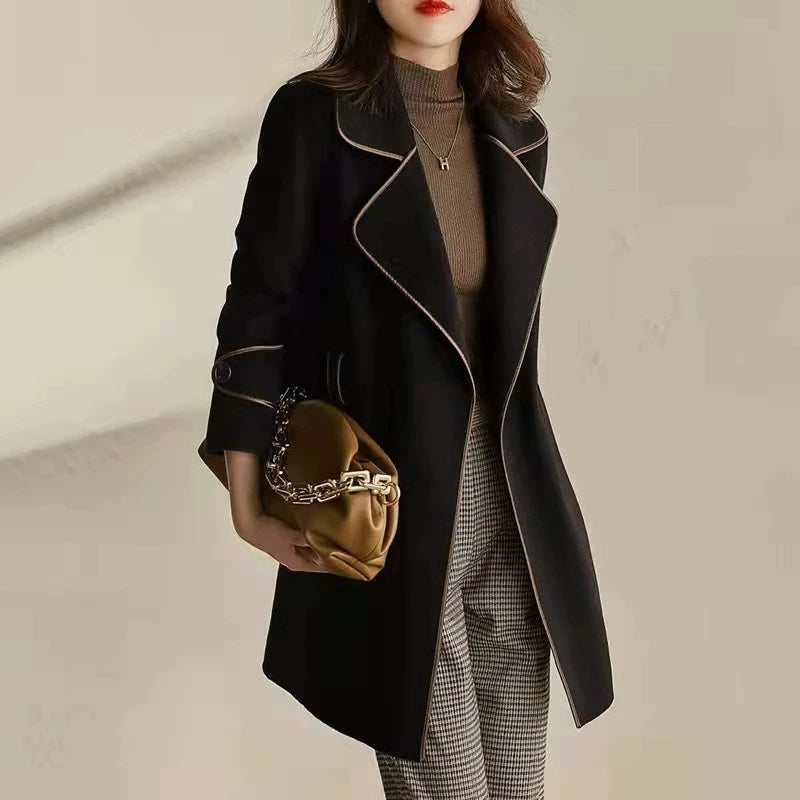 Classic Style Wool Mid-Length Cashmere Suit Jacket