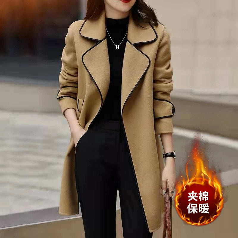 Classic Style Wool Mid-Length Cashmere Suit Jacket