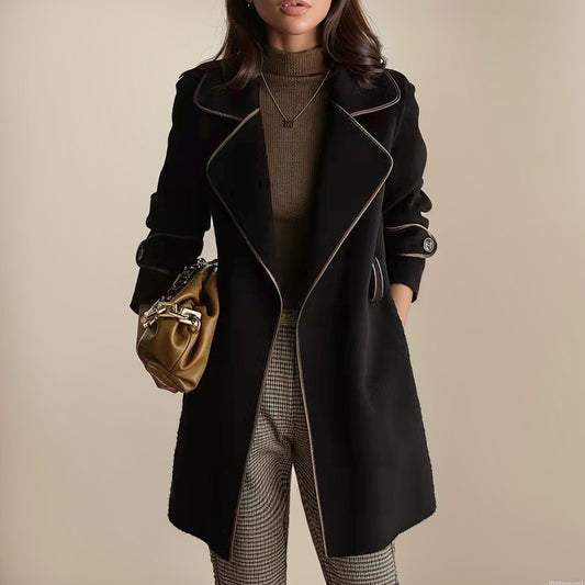 Classic Style Wool Mid-Length Cashmere Suit Jacket