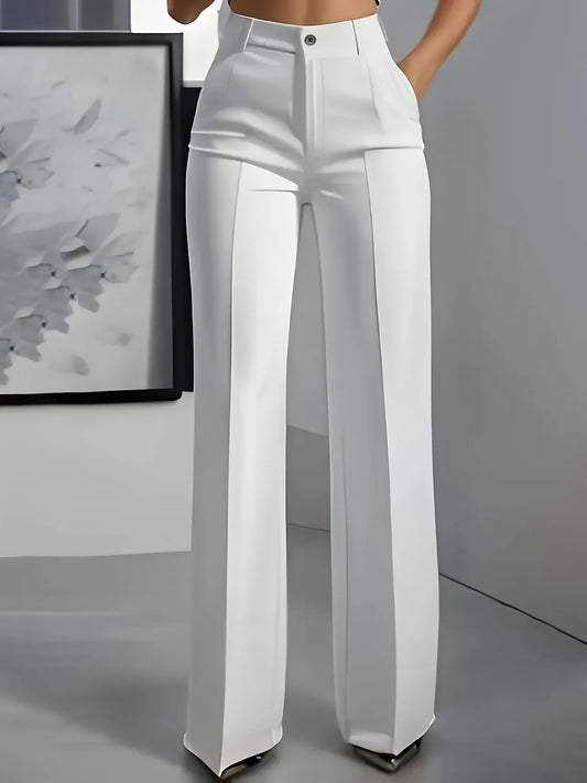 Women's High-Waisted, Straight-Cut, Pants