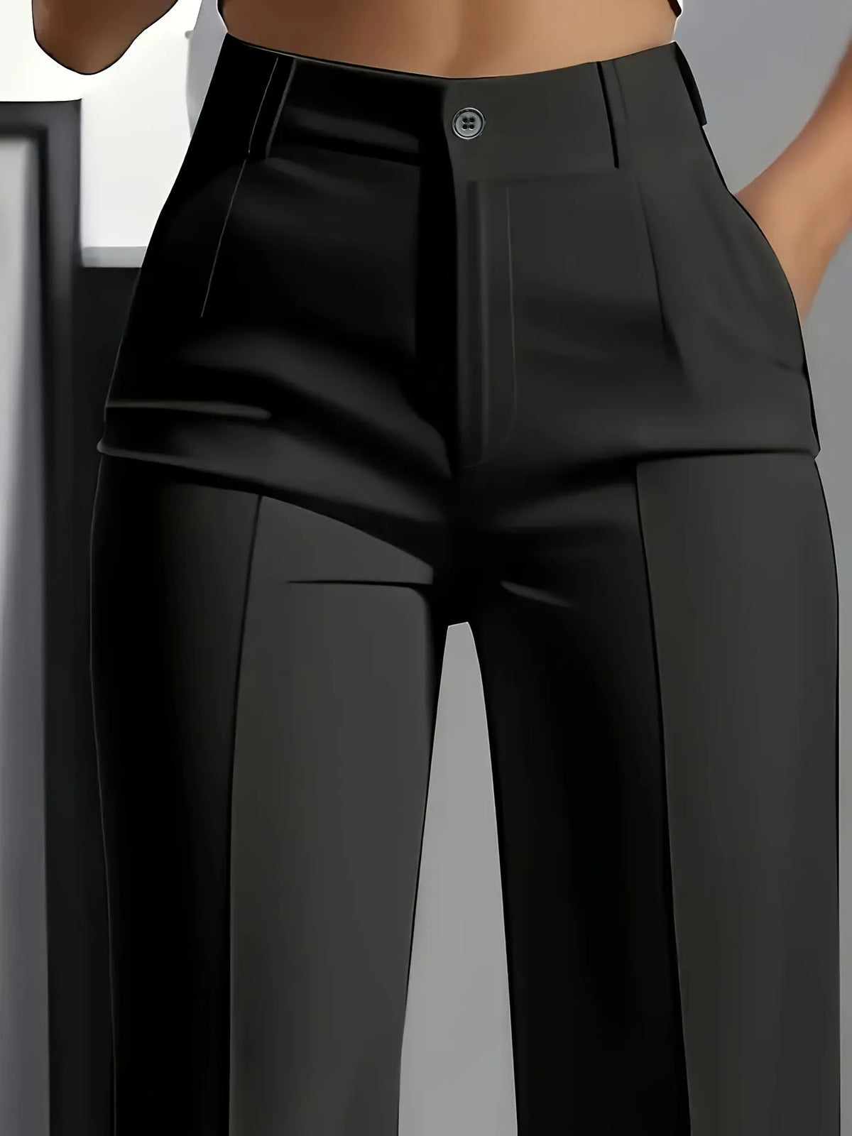 Women's High-Waisted, Straight-Cut, Pants
