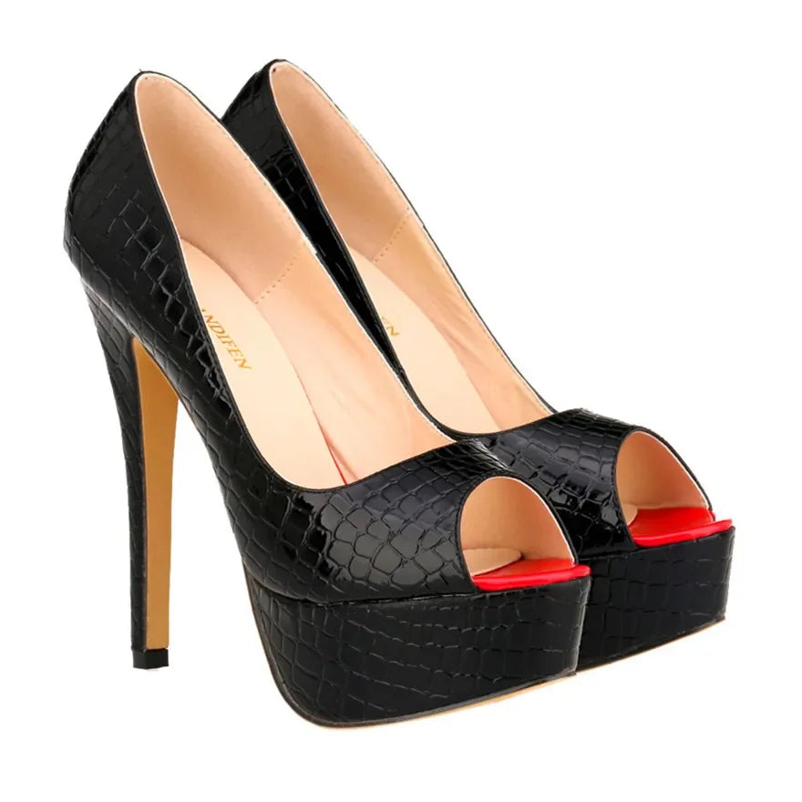 Women Sexy Pumps Shoes Peep Toe Platform High Heels