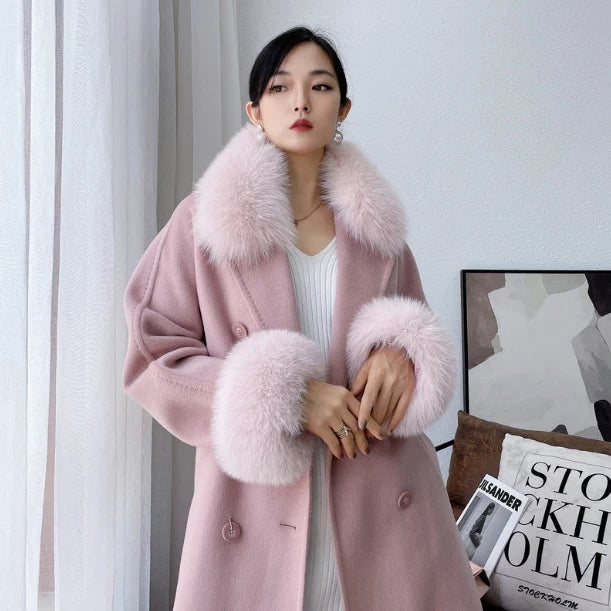 100% Real Fox Fur Collar Winter Coat Hood Fur Scarf Cuffs Set Jacket Match Overcoats Accessory Women Neck Warmer Scarves