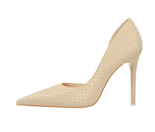 Retro Snake Print Show Thin Women Pumps